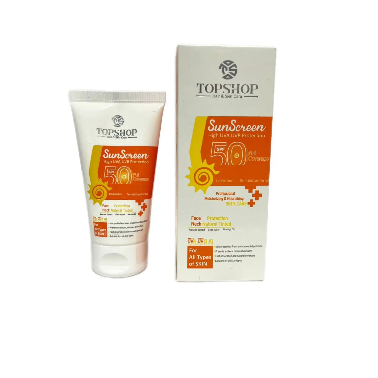 کرم ضد آفتاب بی رنگ تاپ شاپ با SPF50 مناسب انواع پوست حجم 50 میلی لیتر